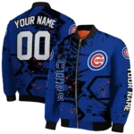 custom chicago cubs hexagon cluster blue black bomber jacket best selling