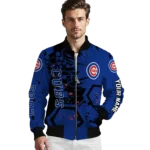 custom chicago cubs hexagon cluster blue black bomber jacket best selling