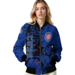custom chicago cubs hexagon cluster blue black bomber jacket best selling