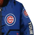 custom chicago cubs hexagon cluster blue black bomber jacket best selling