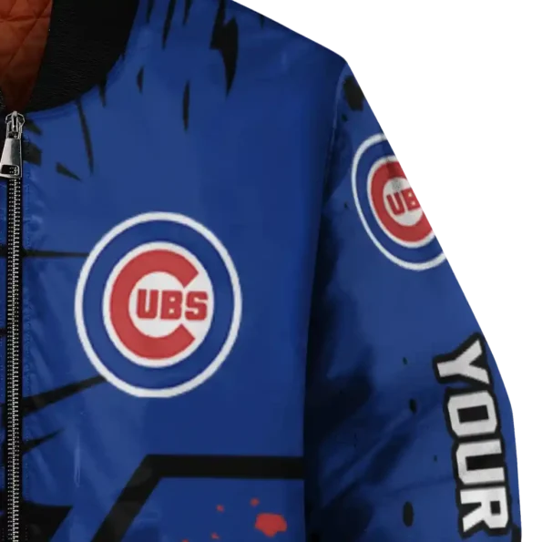 custom chicago cubs hexagon cluster blue black bomber jacket premium grade