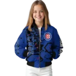 custom chicago cubs hexagon cluster blue black bomber jacket best selling