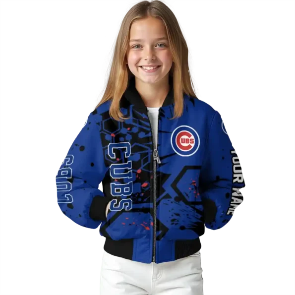 custom chicago cubs hexagon cluster blue black bomber jacket top rated