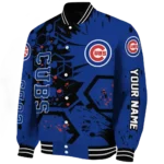 custom chicago cubs hexagon cluster blue black varsity jacket best selling