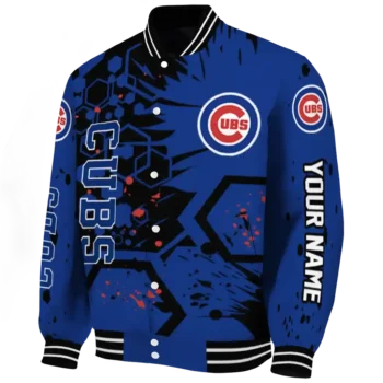 custom chicago cubs hexagon cluster blue black varsity jacket best selling
