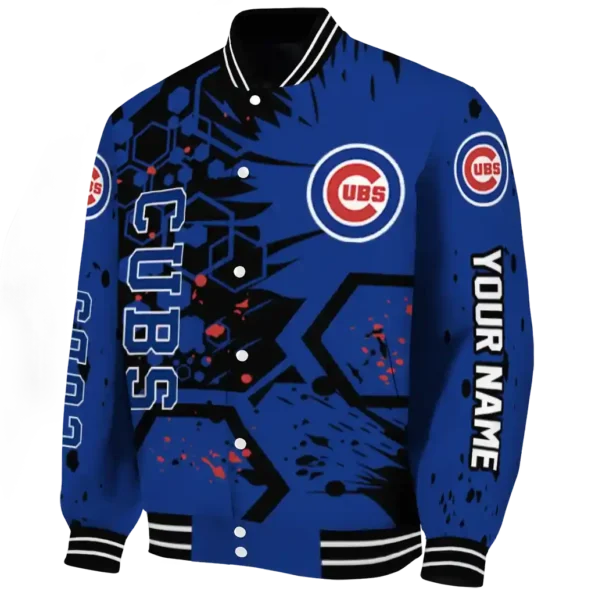 custom chicago cubs hexagon cluster blue black varsity jacket best selling