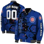 custom chicago cubs hexagon cluster blue black varsity jacket best selling