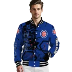 custom chicago cubs hexagon cluster blue black varsity jacket best selling