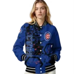custom chicago cubs hexagon cluster blue black varsity jacket best selling