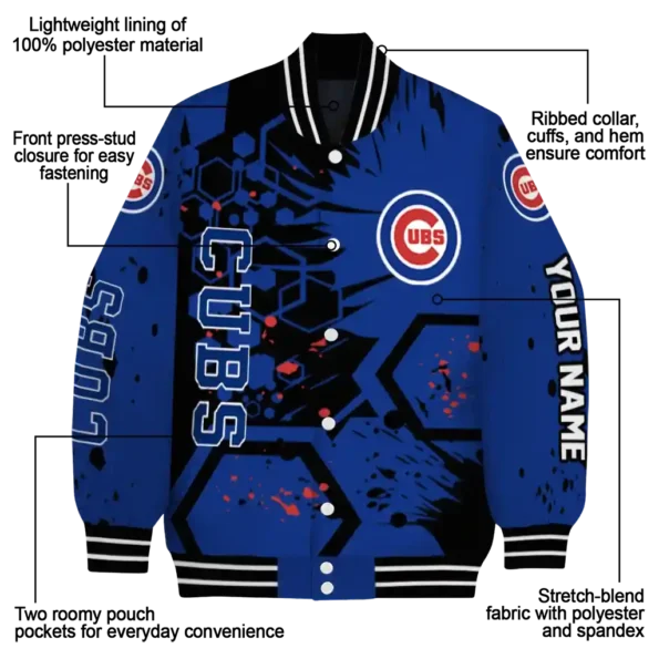 custom chicago cubs hexagon cluster blue black varsity jacket new arrival