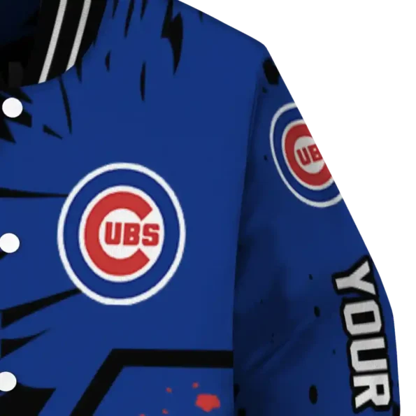 custom chicago cubs hexagon cluster blue black varsity jacket premium grade