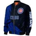 custom chicago cubs hexagon mesh blue black bomber jacket best selling