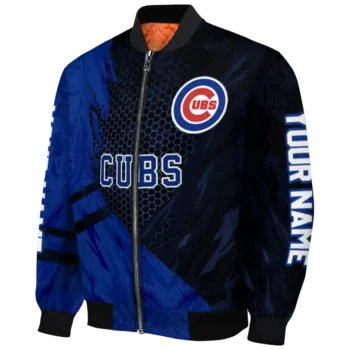 custom chicago cubs hexagon mesh blue black bomber jacket best selling