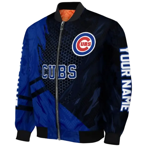 custom chicago cubs hexagon mesh blue black bomber jacket best selling