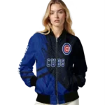 custom chicago cubs hexagon mesh blue black bomber jacket best selling