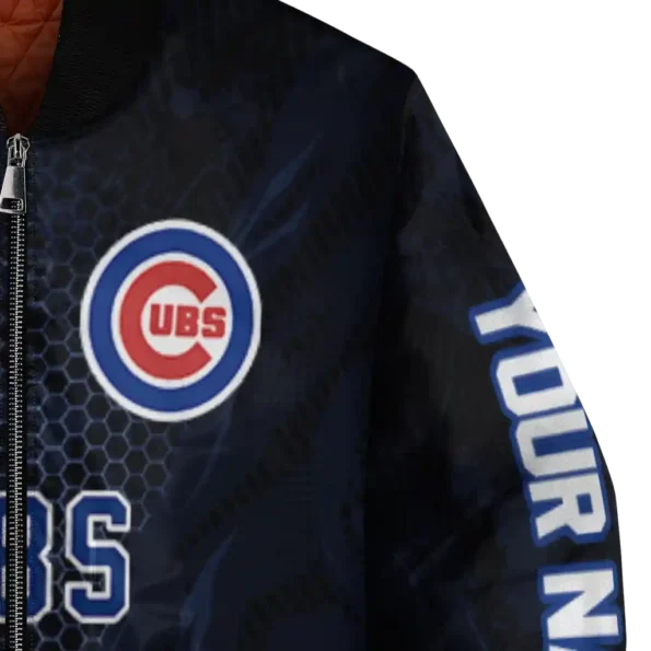 custom chicago cubs hexagon mesh blue black bomber jacket premium grade