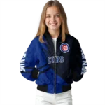 custom chicago cubs hexagon mesh blue black bomber jacket best selling