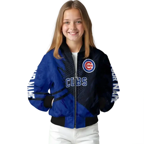 custom chicago cubs hexagon mesh blue black bomber jacket top rated