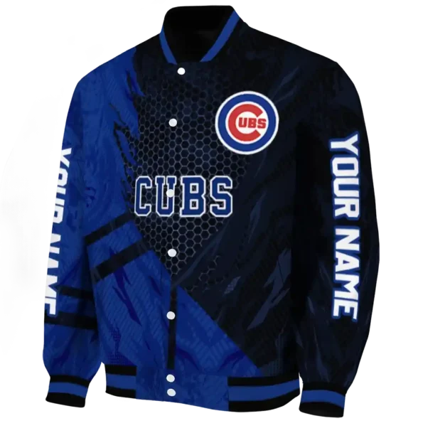 custom chicago cubs hexagon mesh blue black varsity jacket best selling