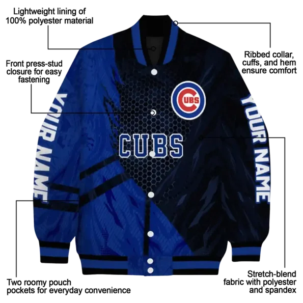 custom chicago cubs hexagon mesh blue black varsity jacket new arrival