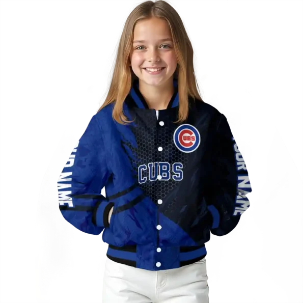 custom chicago cubs hexagon mesh blue black varsity jacket top rated