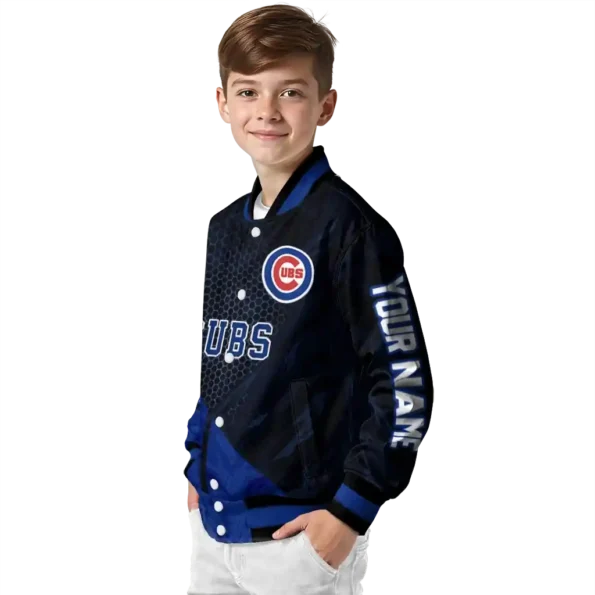 custom chicago cubs hexagon mesh blue black varsity jacket trendy