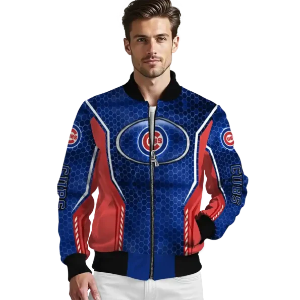 custom chicago cubs power plate blue bomber jacket high quality