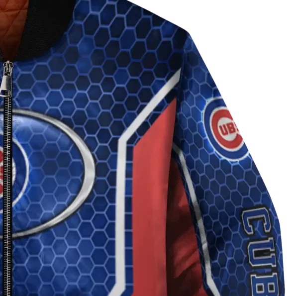 custom chicago cubs power plate blue bomber jacket premium grade