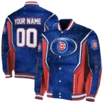 custom chicago cubs power plate blue varsity jacket best selling