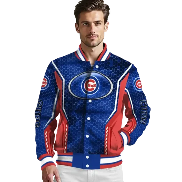 custom chicago cubs power plate blue varsity jacket high quality