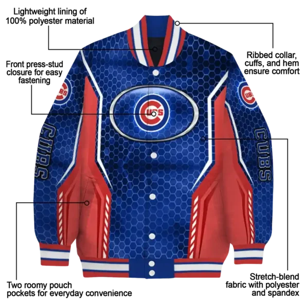 custom chicago cubs power plate blue varsity jacket new arrival
