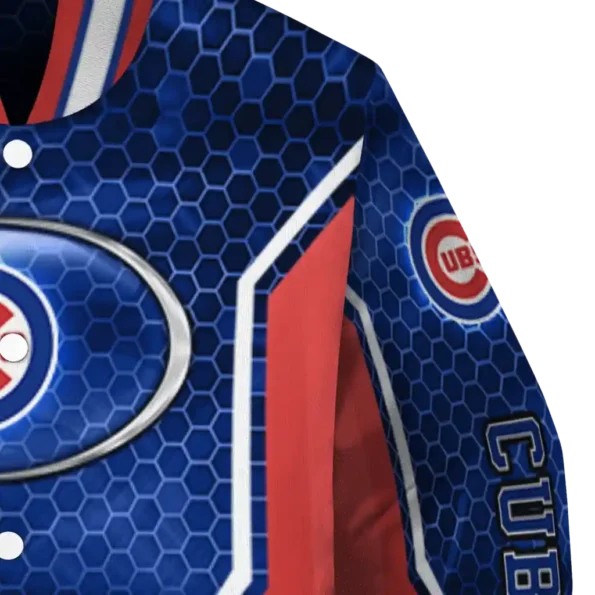 custom chicago cubs power plate blue varsity jacket premium grade