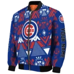 custom chicago cubs pyramid shapes blue bomber jacket best selling