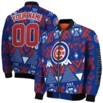 custom chicago cubs pyramid shapes blue bomber jacket best selling
