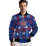 custom chicago cubs pyramid shapes blue bomber jacket best selling