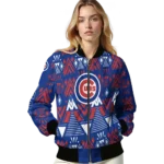 custom chicago cubs pyramid shapes blue bomber jacket best selling