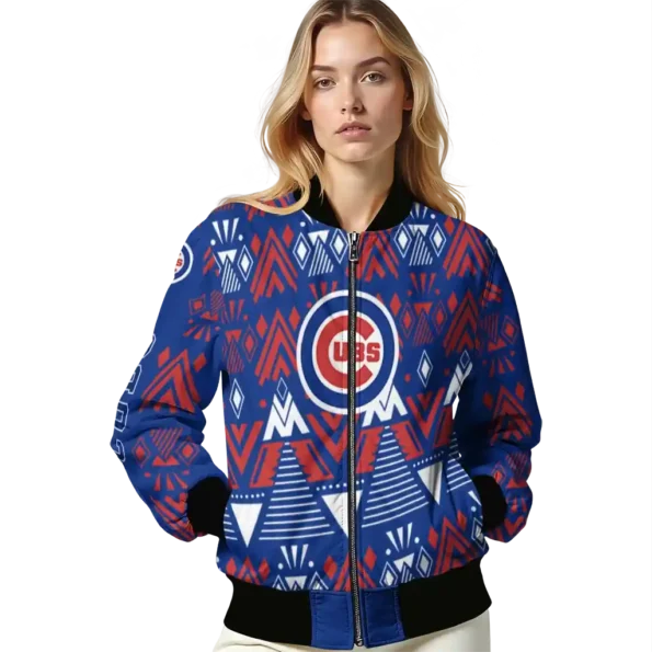 custom chicago cubs pyramid shapes blue bomber jacket latest model