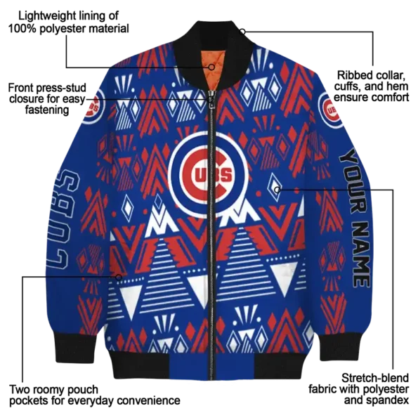 custom chicago cubs pyramid shapes blue bomber jacket new arrival
