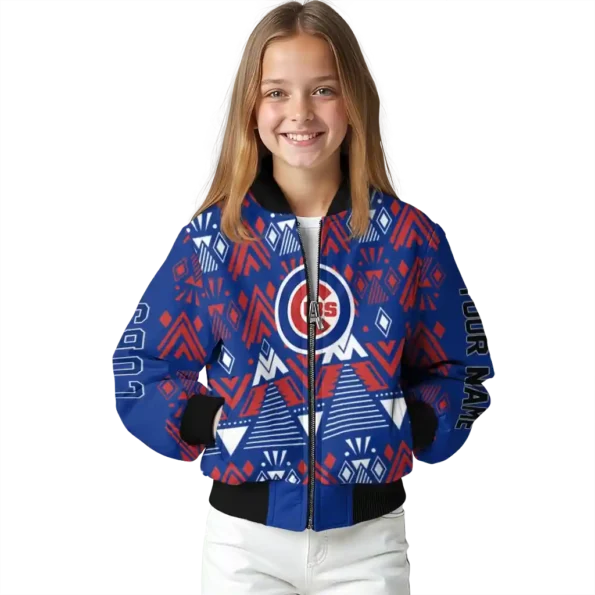 custom chicago cubs pyramid shapes blue bomber jacket top rated