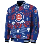 custom chicago cubs pyramid shapes blue varsity jacket best selling