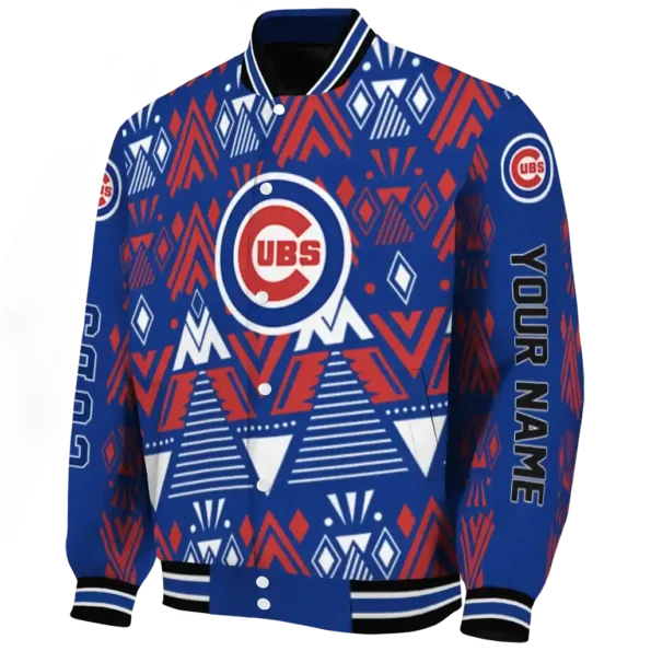 custom chicago cubs pyramid shapes blue varsity jacket best selling