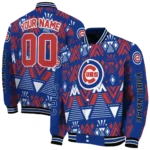 custom chicago cubs pyramid shapes blue varsity jacket best selling