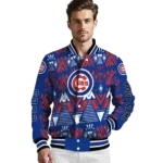 custom chicago cubs pyramid shapes blue varsity jacket best selling