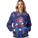 custom chicago cubs pyramid shapes blue varsity jacket best selling