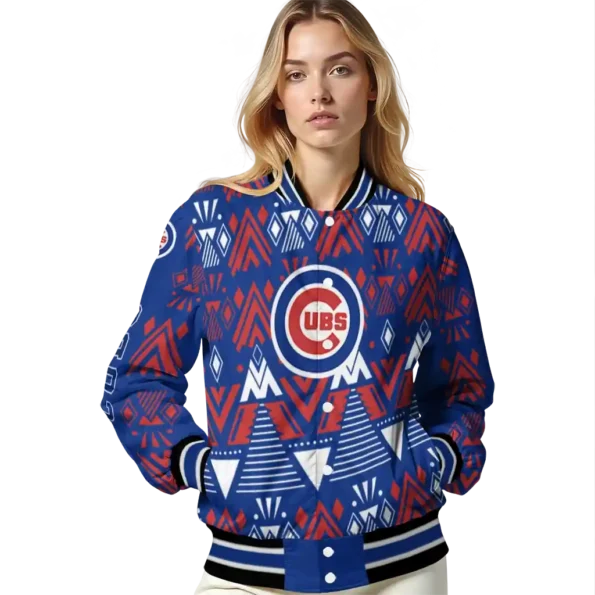 custom chicago cubs pyramid shapes blue varsity jacket latest model