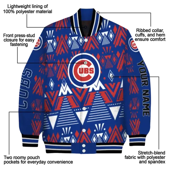 custom chicago cubs pyramid shapes blue varsity jacket new arrival