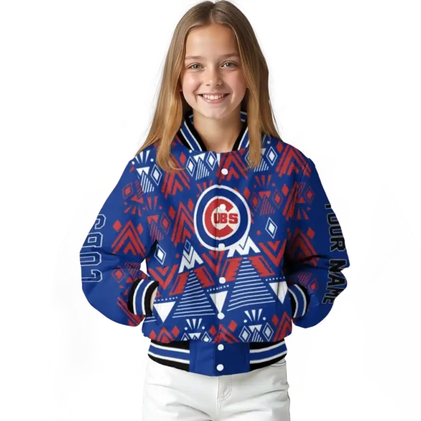custom chicago cubs pyramid shapes blue varsity jacket top rated