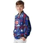 custom chicago cubs pyramid shapes blue varsity jacket best selling