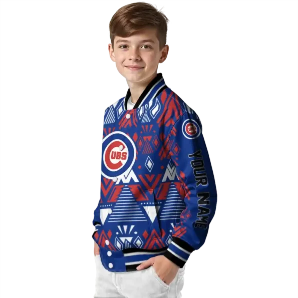 custom chicago cubs pyramid shapes blue varsity jacket trendy