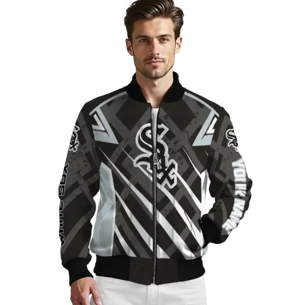 custom chicago white sox chevron angles black bomber jacket high quality